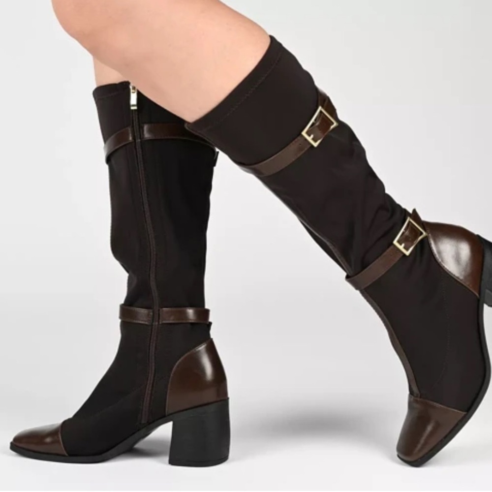 Journee Collection Gaibree Riding Knee-High Chunky Heel Boot Size 7.5WC Calf 14”